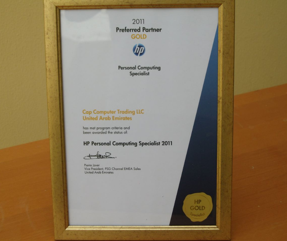 Cap Computer Trading Lllc HP awarded Cap Computer Trading LLC with Golden Partner in 2011