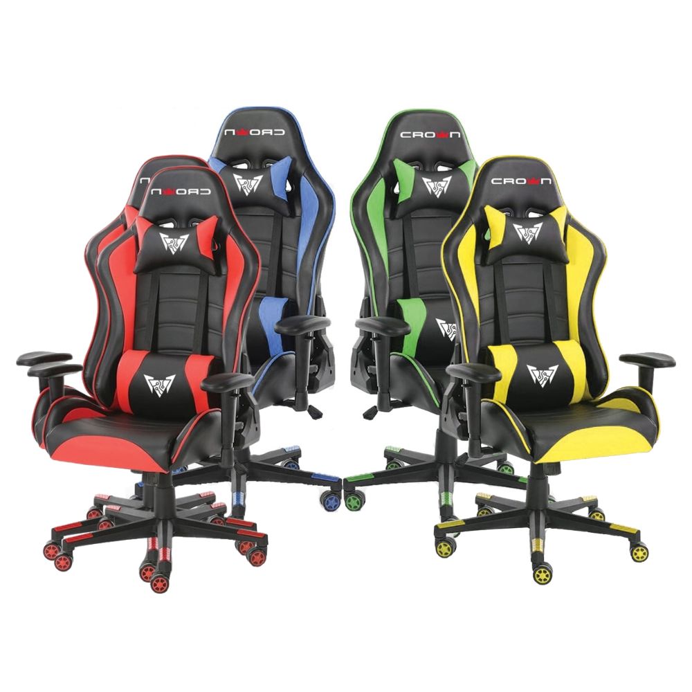 Cap Middle East FZCO--CROWN MICRO--Crown Gaming Chair, Faux Leather, 2D Armrest, 90-180 Degree Adjustment, Polyurethane Foam and Synthetic Elastic Fibers