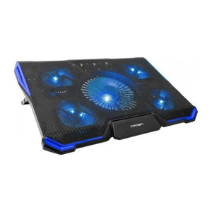 Crown Micro Best Laptop Cooler Pad illuminated with blue LED lights