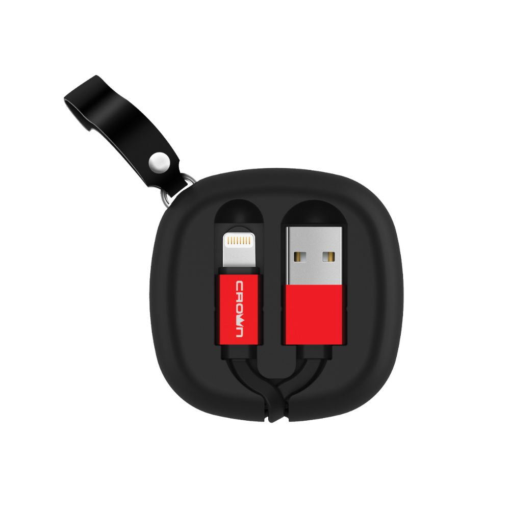 Cap Middle East FZCO--CROWN MICRO--Crown Micro Square Retractable USB - Lightning (iPhone) Cable - Red