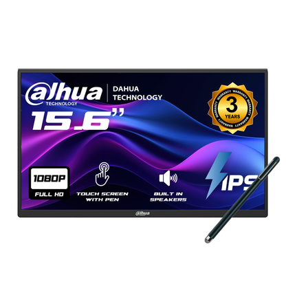 Dahua 15.6” FHD Touch Portable Monitor with Pen & Stand, Ultra-Slim IPS 1920×1080, Dual USB-C & HDMI, Built-in Speakers, VESA, Aluminum, 3-Year Warranty – Compatible with PC, Laptop, MacBook, Xbox
