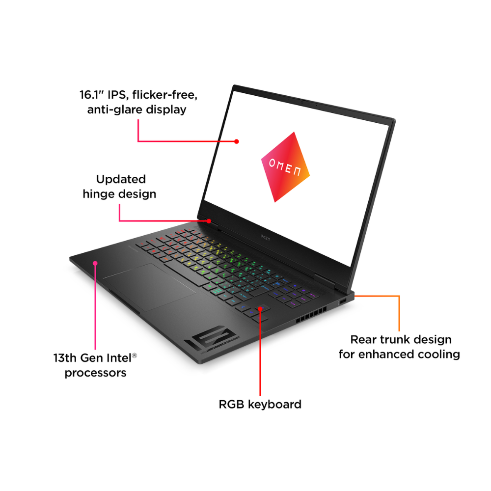 Cap Middle East FZCO--HP--HP Omen 16-wd0063dx Gaming Laptop, 16.1" FHD IPS 144Hz Display, Intel Core i7-13620H Processor, 16GB RAM, 1TB SSD, GeForce RTX 4050 6GB GPU, ENG Keyboard, Win11, Shadow Black