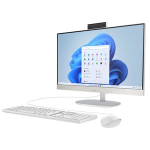 HP 27-cr0034ny 27" All-in-One Desktop PC, Intel Core i7-1355U, 16GB DDR4 RAM, 512GB SSD, 27" FHD IPS Anti-Glare Display, Wi-Fi 6, Pop-Up Privacy Camera, Wired Keyboard & Mouse (Shell White)e