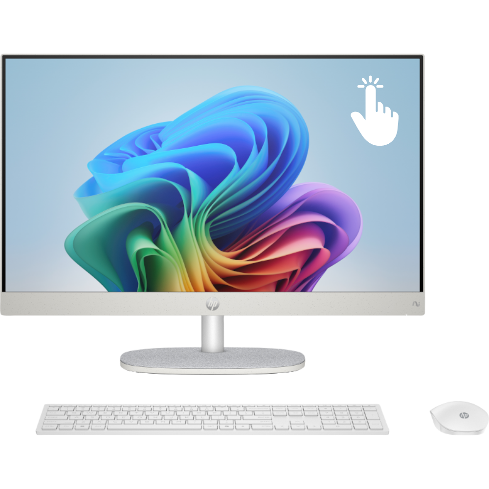 HP All-in-One Desktop AI 24-cr2030nh PC – Intel Core Ultra 5 225U | 8GB DDR5 | 512GB SSD | 23.8" FHD Touch Display | Wi-Fi 6 | Shell White | Keyboard & Mouse Included (Windows 11 Pro Available)