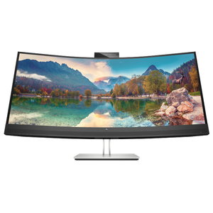 HP E34m G4 34 WQHD Curved USB-C Conferencing Monitor (3440×1440), 75Hz Refresh Rate, 5ms Response Time, 5MP Pop-Up Webcam, Built-in Speakers & Dual Mics, RJ-45, 65W Power Delivery, Zoom Certified