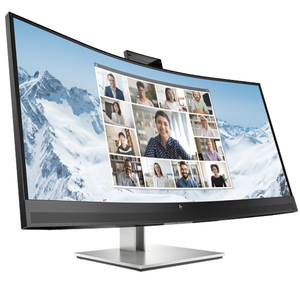 HP E34m G4 34 WQHD Curved USB-C Conferencing Monitor (3440×1440), 75Hz Refresh Rate, 5ms Response Time, 5MP Pop-Up Webcam, Built-in Speakers & Dual Mics, RJ-45, 65W Power Delivery, Zoom Certified