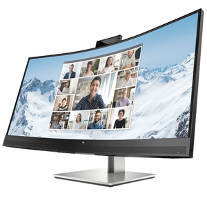 HP E34m G4 34 WQHD Curved USB-C Conferencing Monitor (3440×1440), 75Hz Refresh Rate, 5ms Response Time, 5MP Pop-Up Webcam, Built-in Speakers & Dual Mics, RJ-45, 65W Power Delivery, Zoom Certified