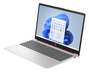 HP 15-fd0083wm 15.6" HD Laptop, Intel N200 Quad-Core up to 3.7GHz, 4GB RAM, 128GB SSD, WiFi 6, Windows 11 Home S Mode, Scarlet Red