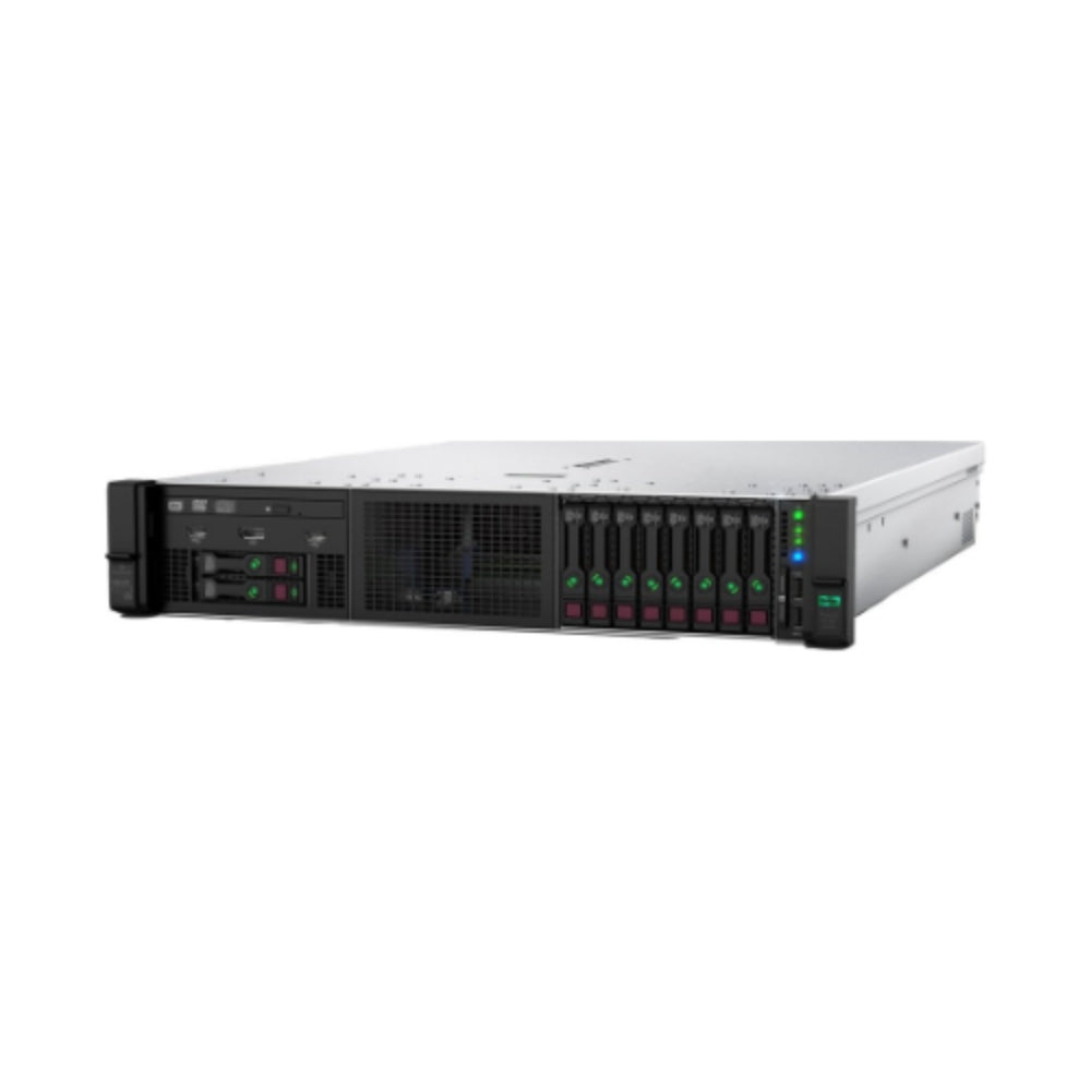 Server rack with multiple drive bays on a white background