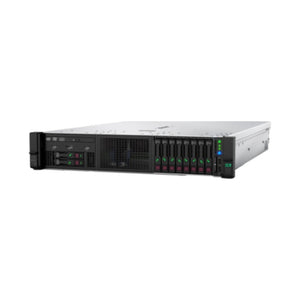 Server rack with multiple drive bays on a white background