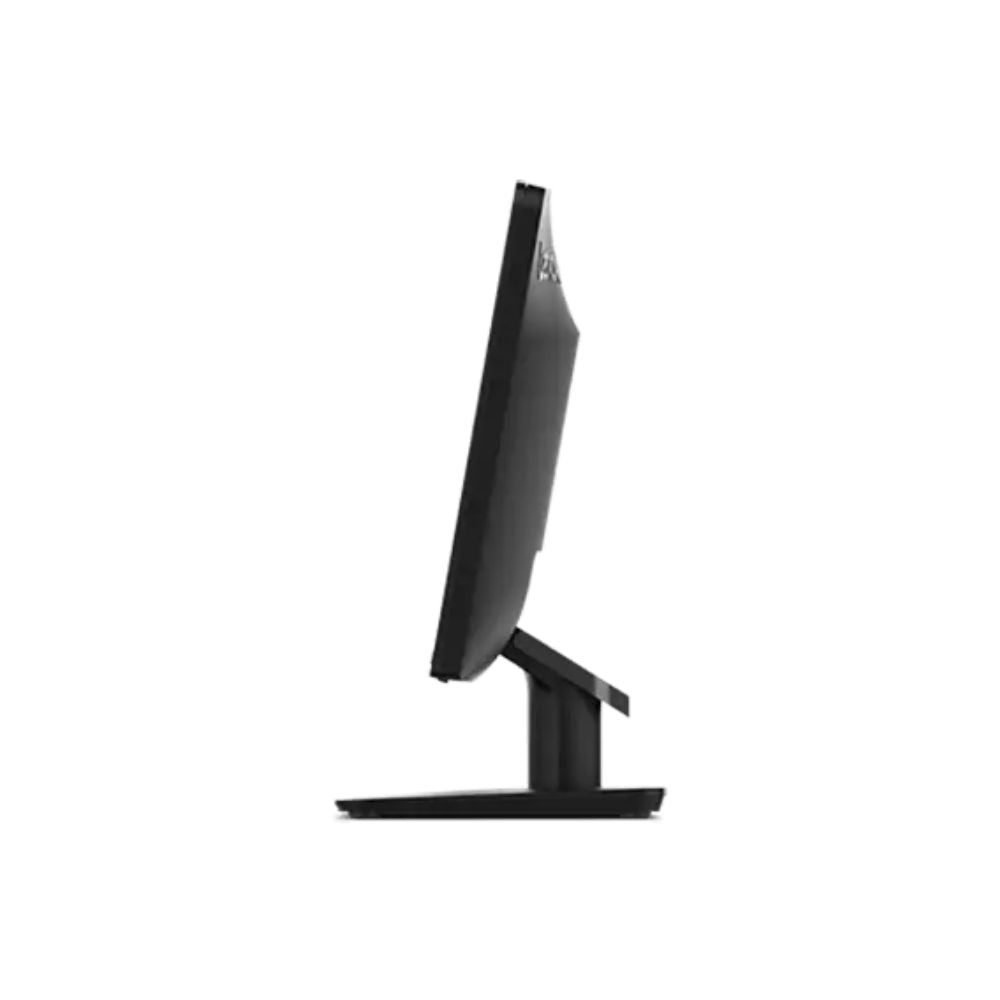 Side view of the Lenovo D19-10 18.5'' Monitor on a stand against a white background