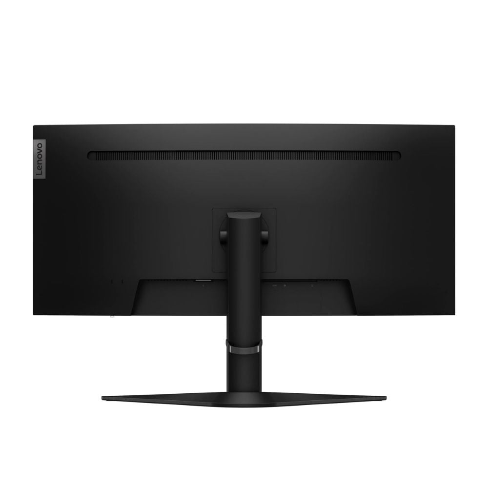 Back view of the LENOVO G34 34'' monitor's black stand and screen