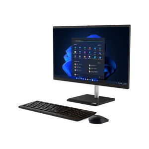 Lenovo V50a-24IMB All-in-One desktop with keyboard and mouse on white background