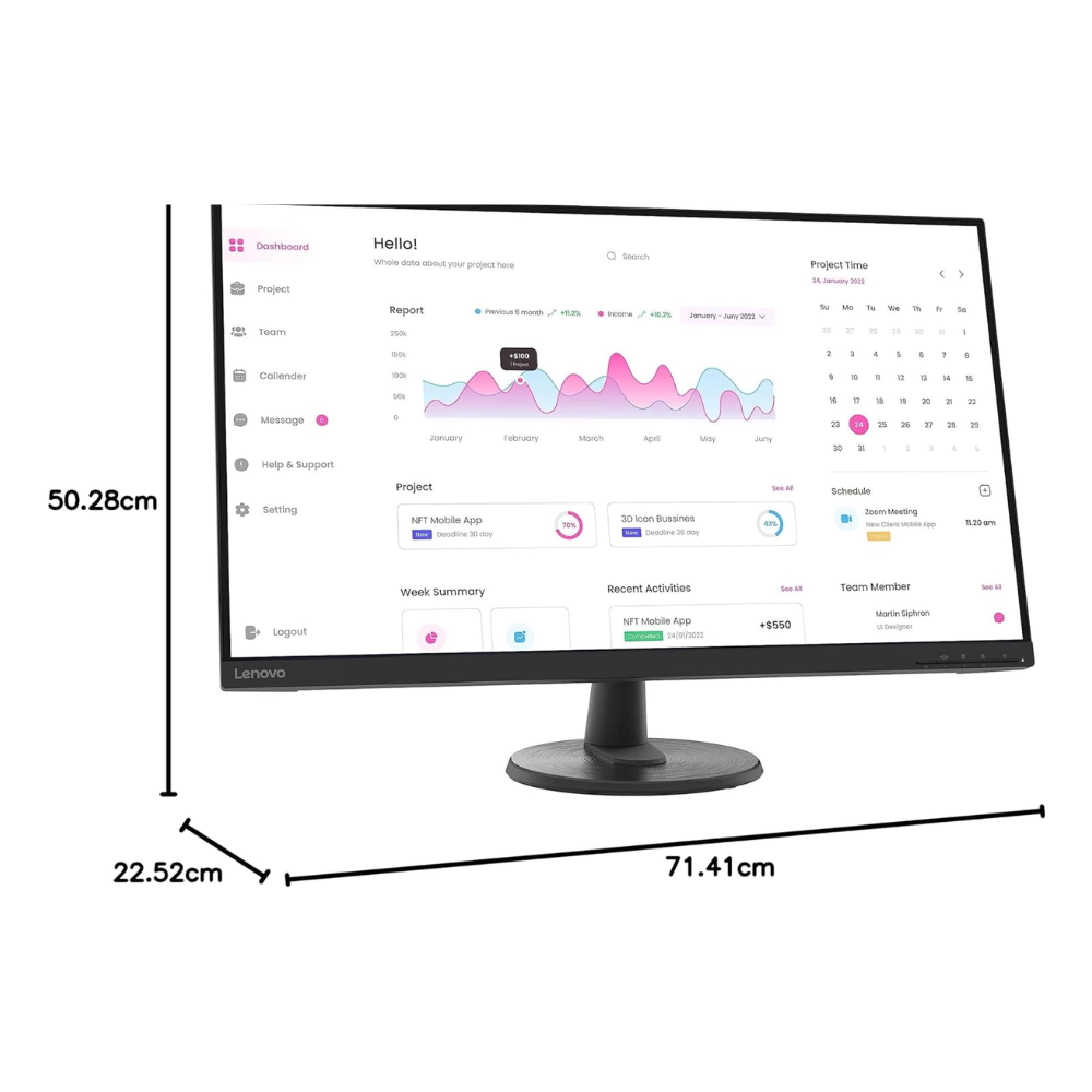 32 Inch Monitor Step File Lenovo D32-40 32 Inch PC Monitor | FHD, 1080p, 60Hz, 5ms, HDMI, DP