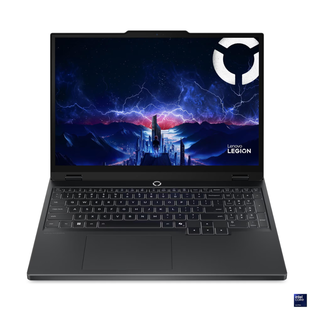 Lenovo Legion laptop with a vibrant display on a white background