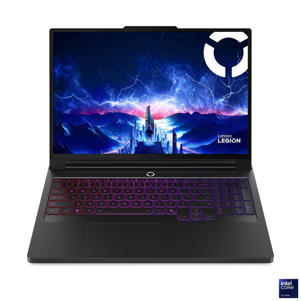 Lenovo Legion gaming laptop with a vibrant display on a white background