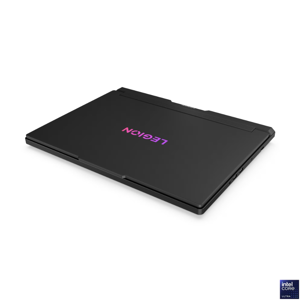 Black laptop with 'Legion' branding on a white background