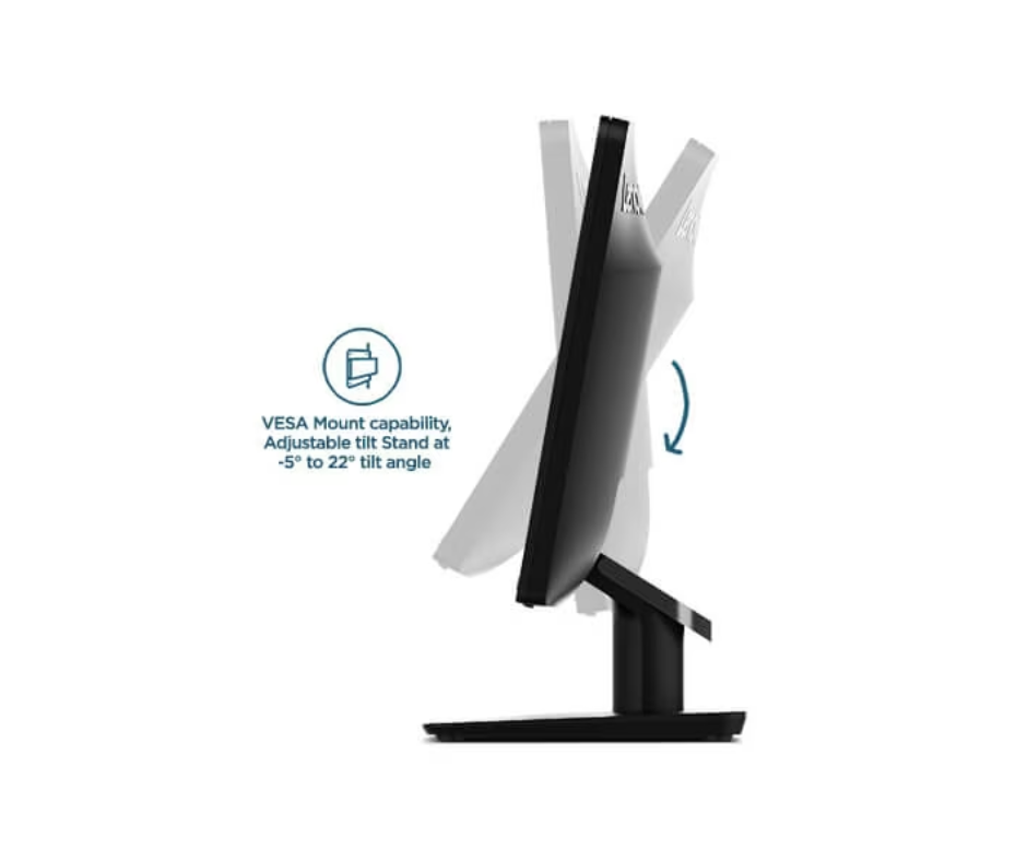 Lenovo D19-10 18.5'' Monitor with its stand visible from a top-down perspective with an adjustable stand